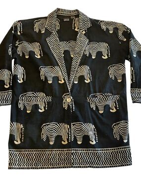 Vintage 80s/90s Sam Hilu Primitive Arts Oversized Mudcloth Cotton Blazer